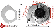 Aladdin Pellet Stove Exhaust Motor Blower w/ Housing & Gasket - 10-1115 G